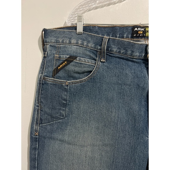 Ariat Rebar M5 Straight Leg Jean Men’s 42x35.5 Blue Edgewood Denim - Picture 10 of 16